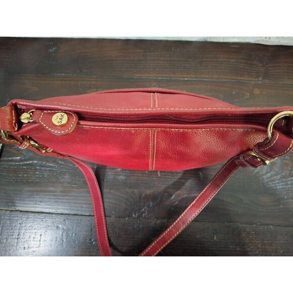 The Sak Red Leather Shoulder Purse With Adjustable Strap/Pre-Owned In Very Good - Picture 8 of 13